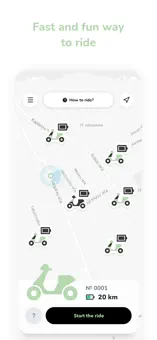 MYNT app map showing nearby mopeds